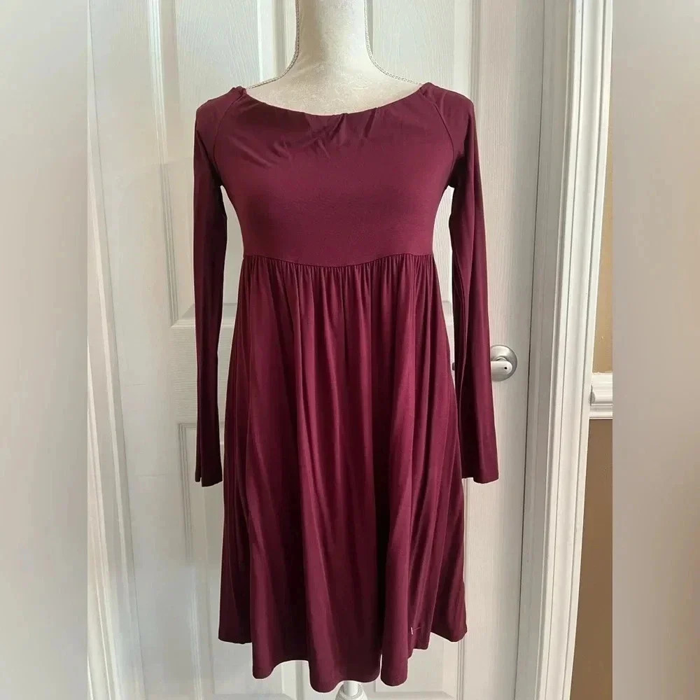 MTS Off the Shoulder Babydoll Burgundy Wine Color Dress size Small. NWT - Picture 2 of 11